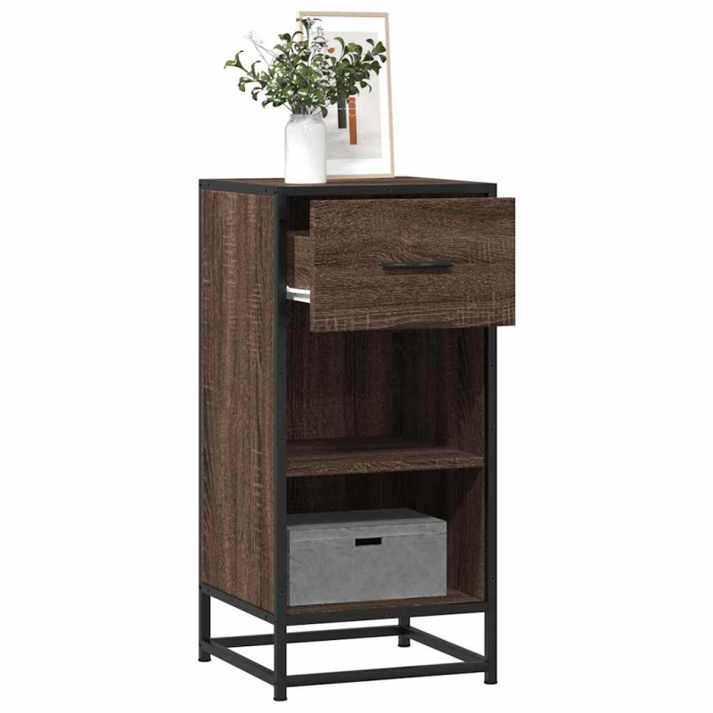 Sideboard Braun Eichen-Optik 35,5x35x76 cm Holzwerkstoff Metall