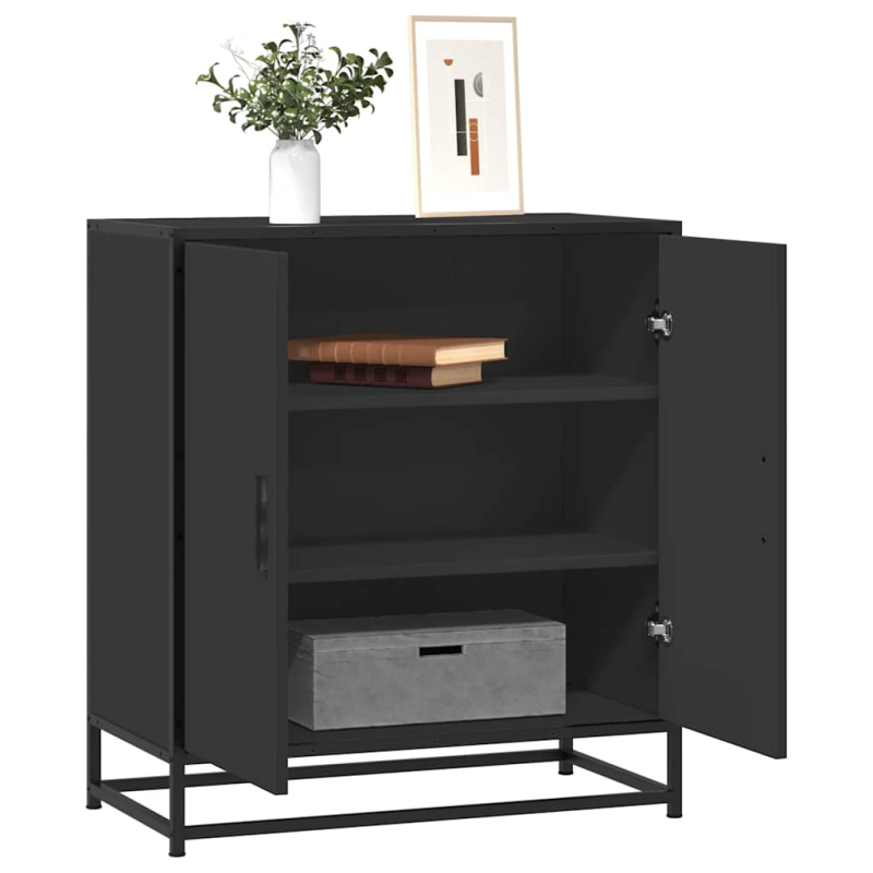 Sideboard Schwarz 68x35x76 cm Holzwerkstoff und Metall