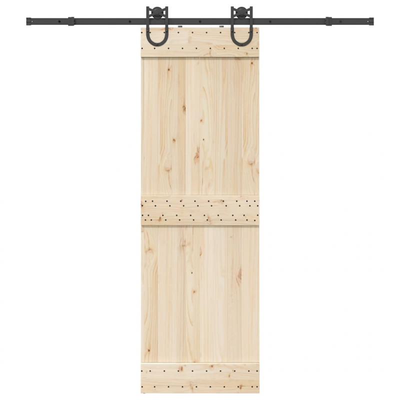 Schiebetürbeschlag-Set 200 cm Stahl Schwarz