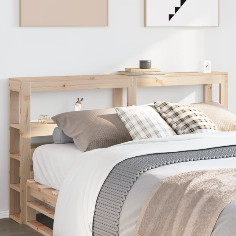 Kopfteil mit Ablagen 120 cm Massivholz Kiefer