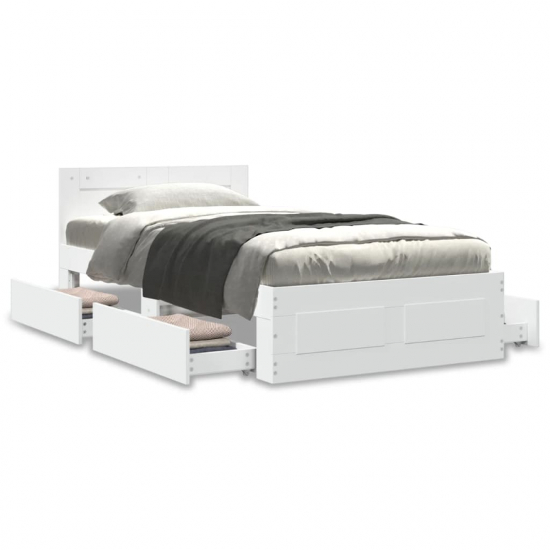 Bettgestell mit Kopfteil ohne Matratze Weiß 75x190 cm