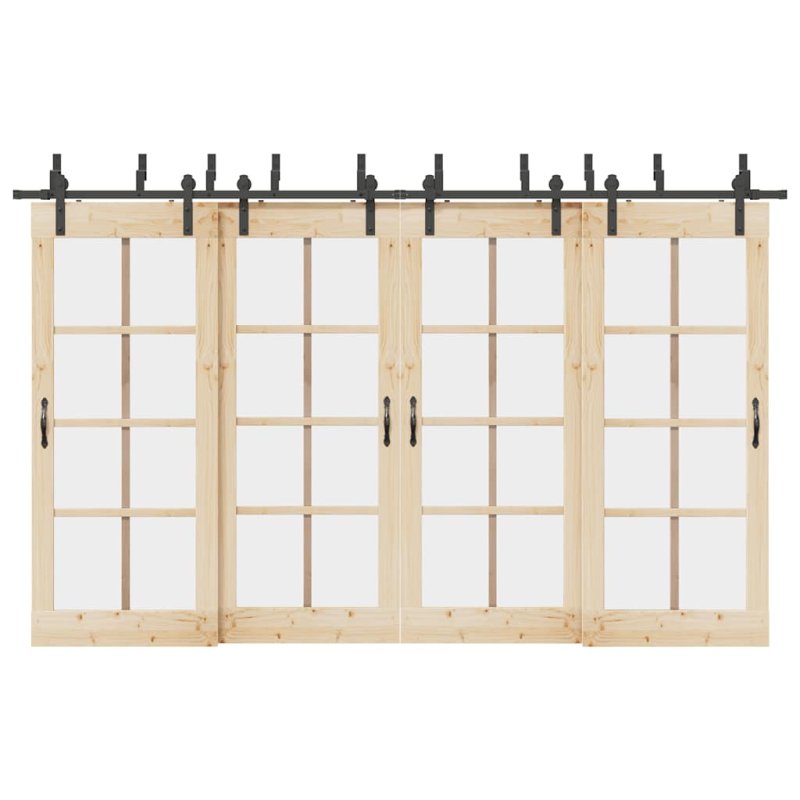 Schiebetürbeschlag-Set 366 cm Stahl Schwarz