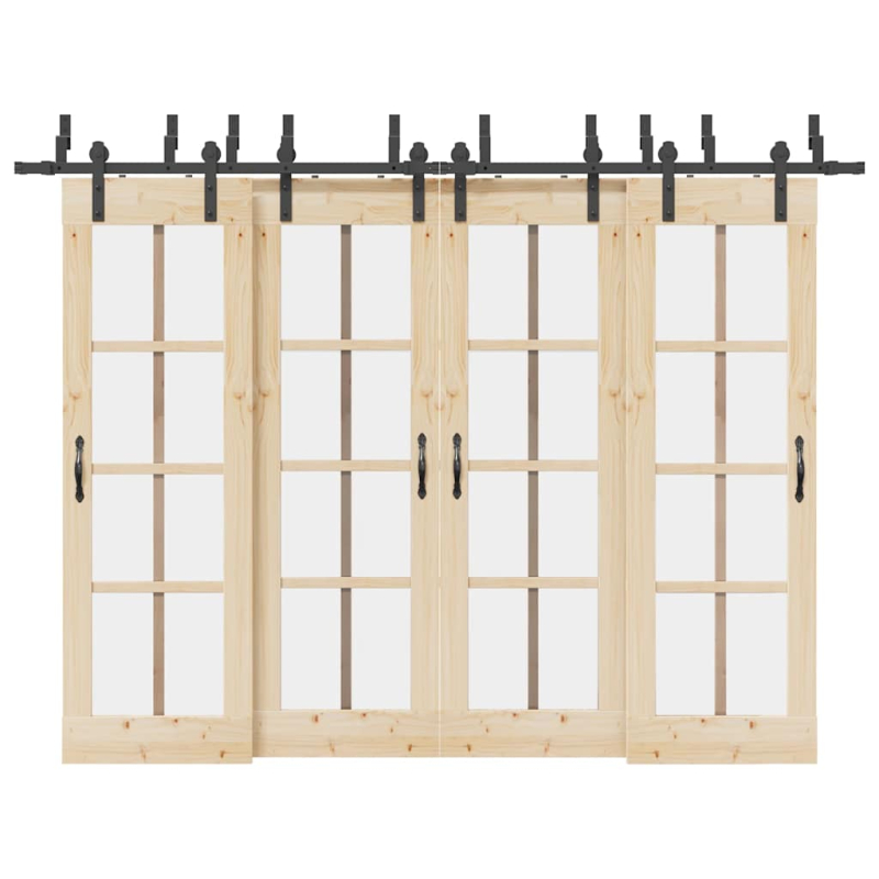 Schiebetürbeschlag-Set 305 cm Stahl Schwarz