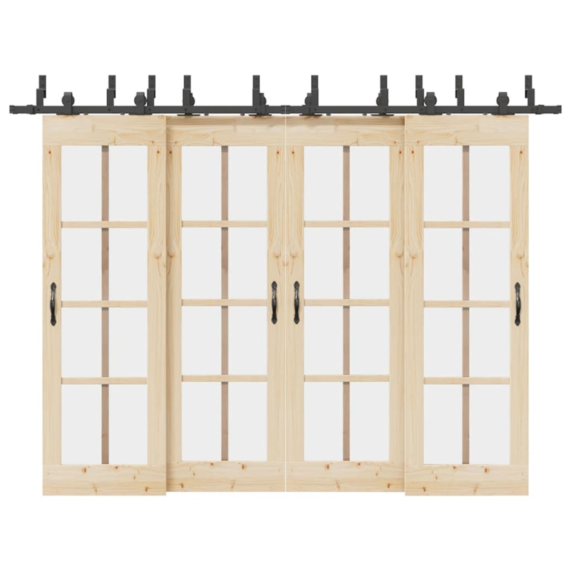 Schiebetürbeschlag-Set 305 cm Stahl Schwarz
