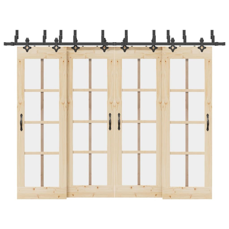 Schiebetürbeschlag-Set 305 cm Stahl Schwarz