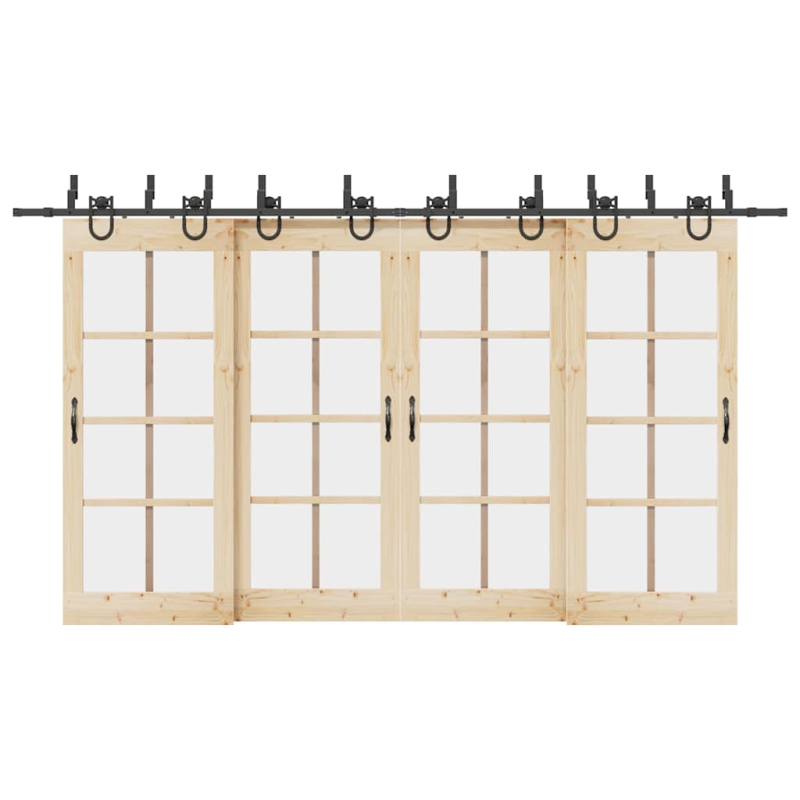 Schiebetürbeschlag-Set 400 cm Stahl Schwarz