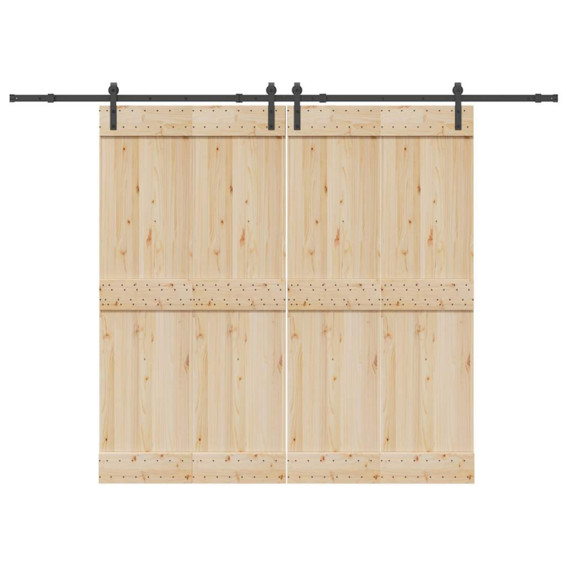 Schiebetürbeschlag-Set 305 cm Stahl Schwarz