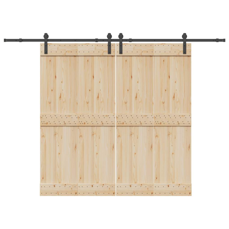 Schiebetürbeschlag-Set 305 cm Stahl Schwarz