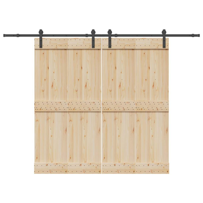 Schiebetürbeschlag-Set 427 cm Stahl Schwarz