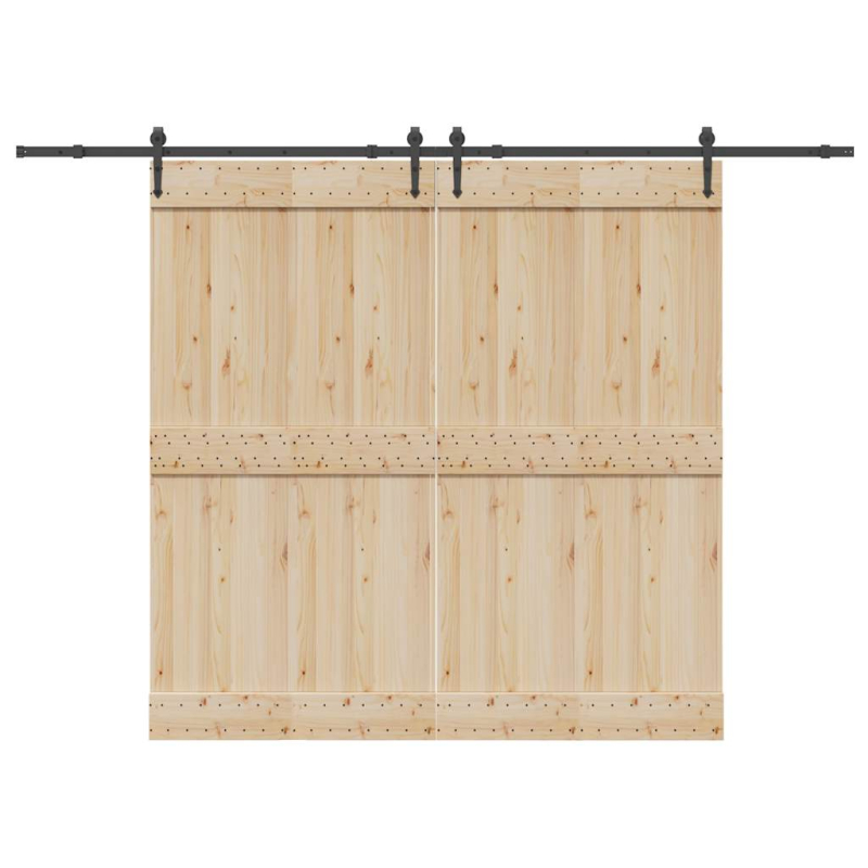 Schiebetürbeschlag-Set 305 cm Stahl Schwarz