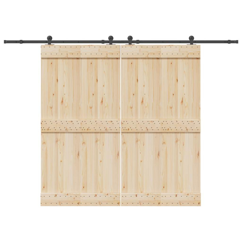 Schiebetürbeschlag-Set 152,5 cm Stahl Schwarz