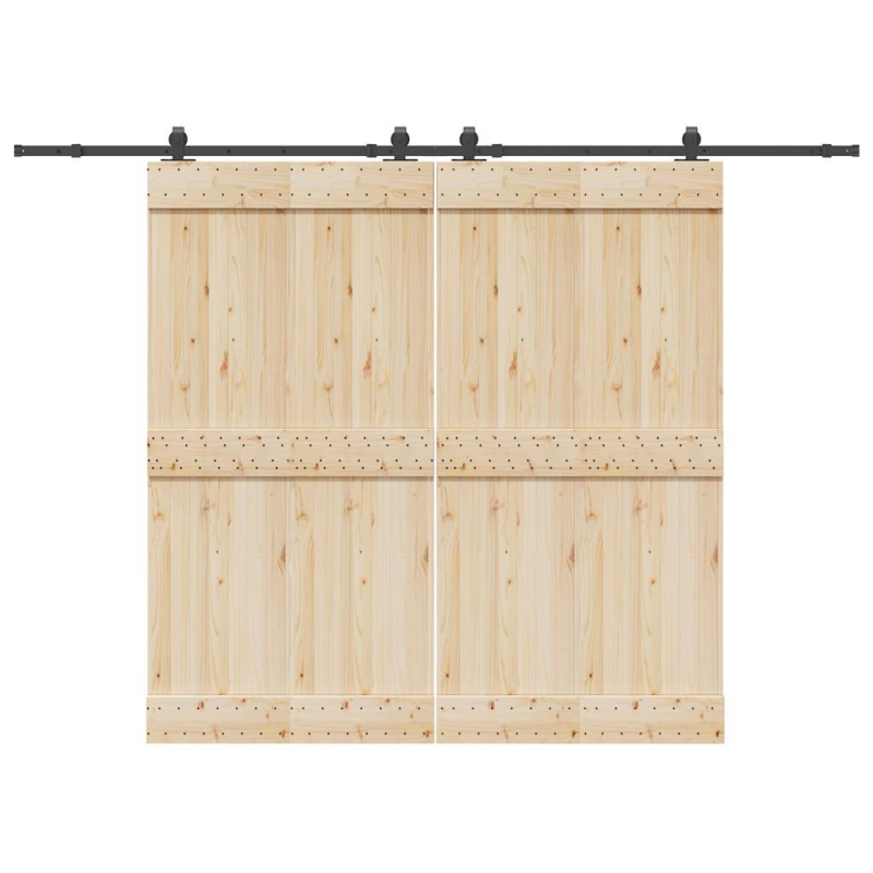 Schiebetürbeschlag-Set 305 cm Stahl Schwarz