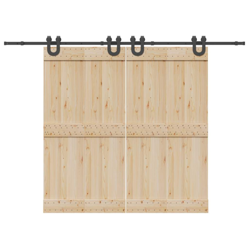 Schiebetürbeschlag-Set 366 cm Stahl Schwarz