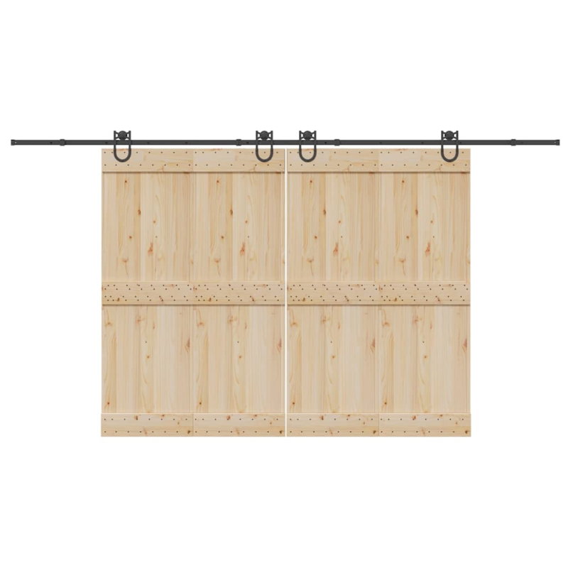 Schiebetürbeschlag-Set 400 cm Stahl Schwarz