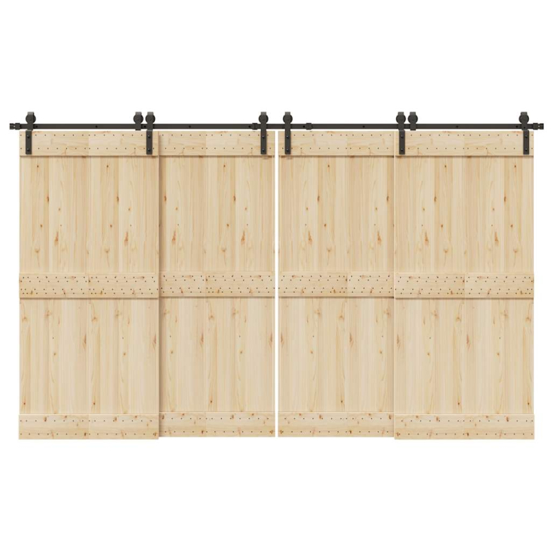 Schiebetürbeschlag-Set 366 cm Stahl Schwarz