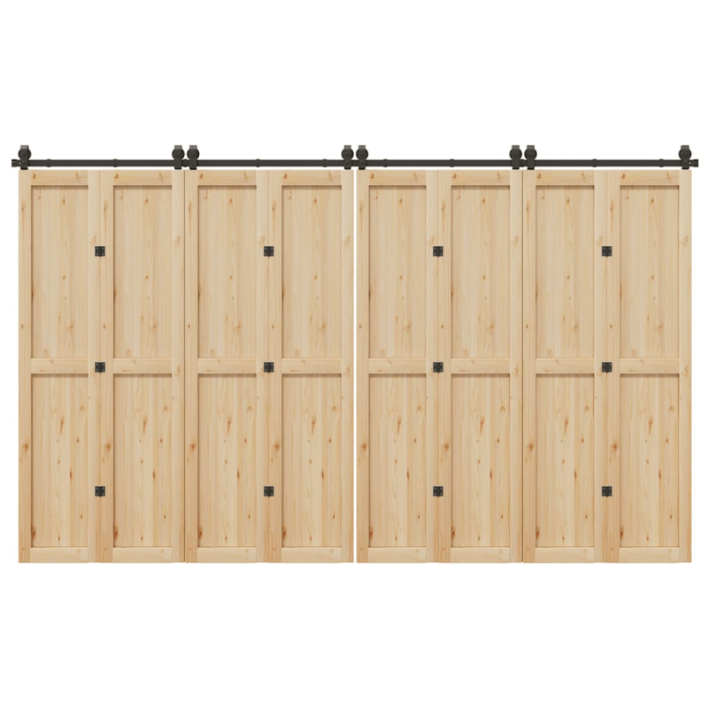 Schiebetürbeschlag-Set 366 cm Stahl Schwarz