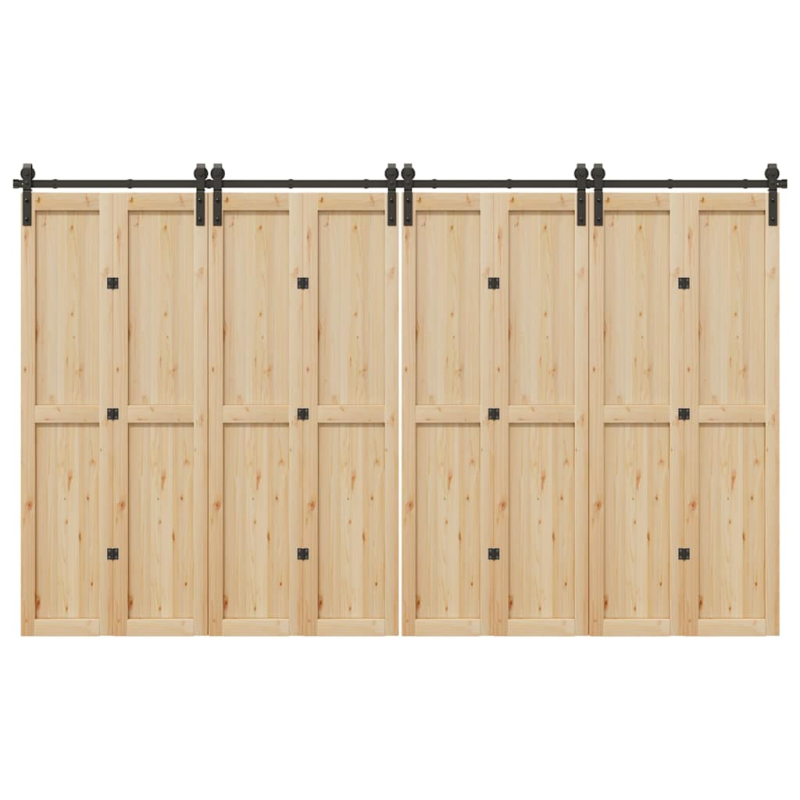 Schiebetürbeschlag-Set 366 cm Stahl Schwarz