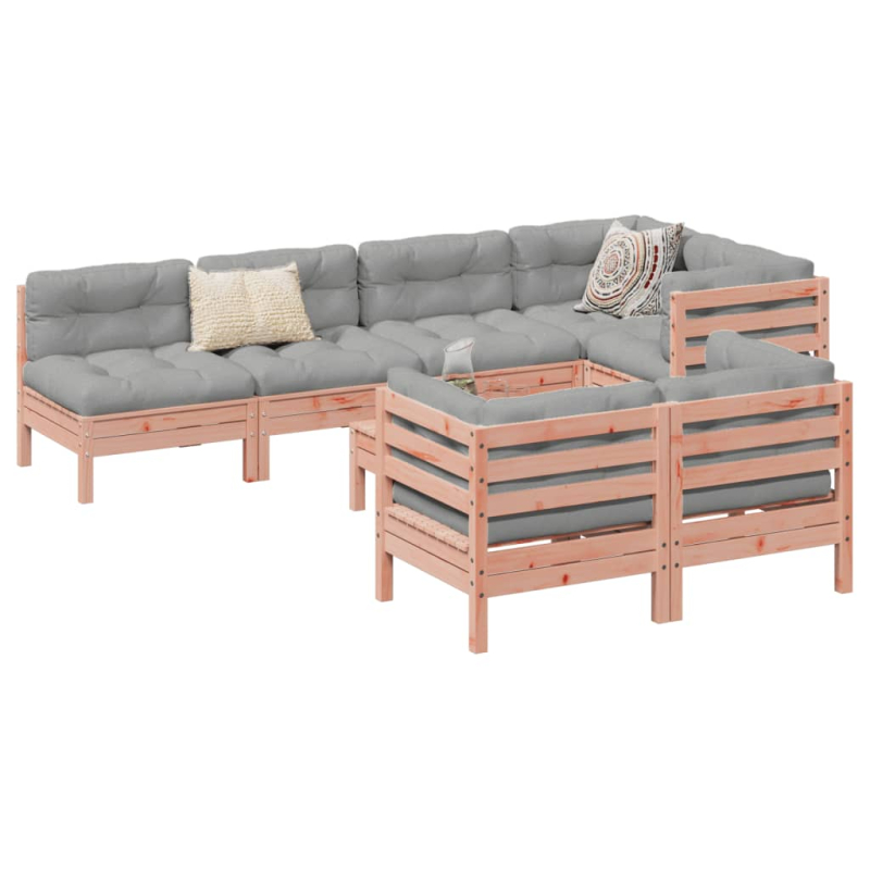 8-tlg. Garten-Sofagarnitur mit Kissen Massivholz Douglasie