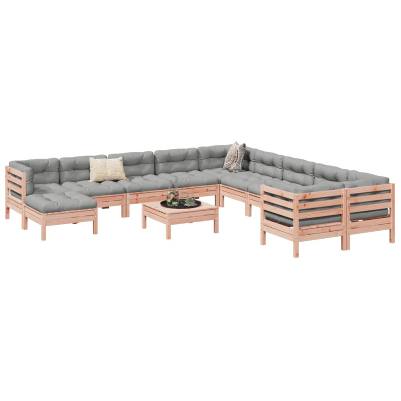 12-tlg. Garten-Sofagarnitur mit Kissen Massivholz Douglasie