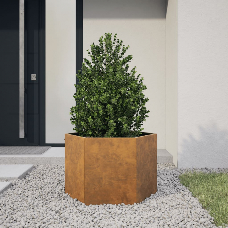 Pflanzkübel Sechseckig 69x60x45 cm Wetterfester Stahl