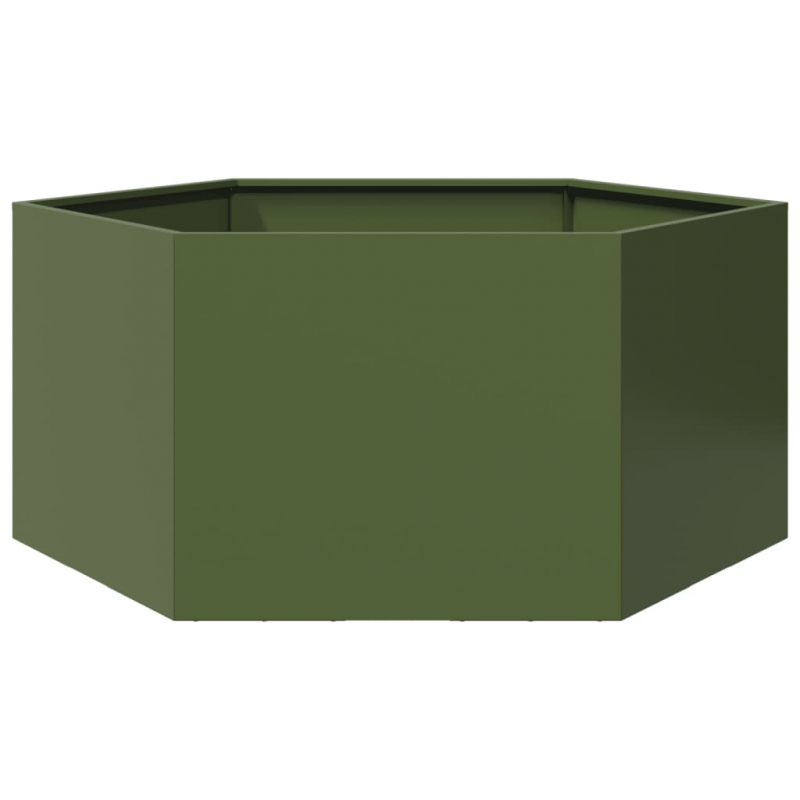 Pflanzkübel Olivgrün Sechseckig 104x90x45 Stahl