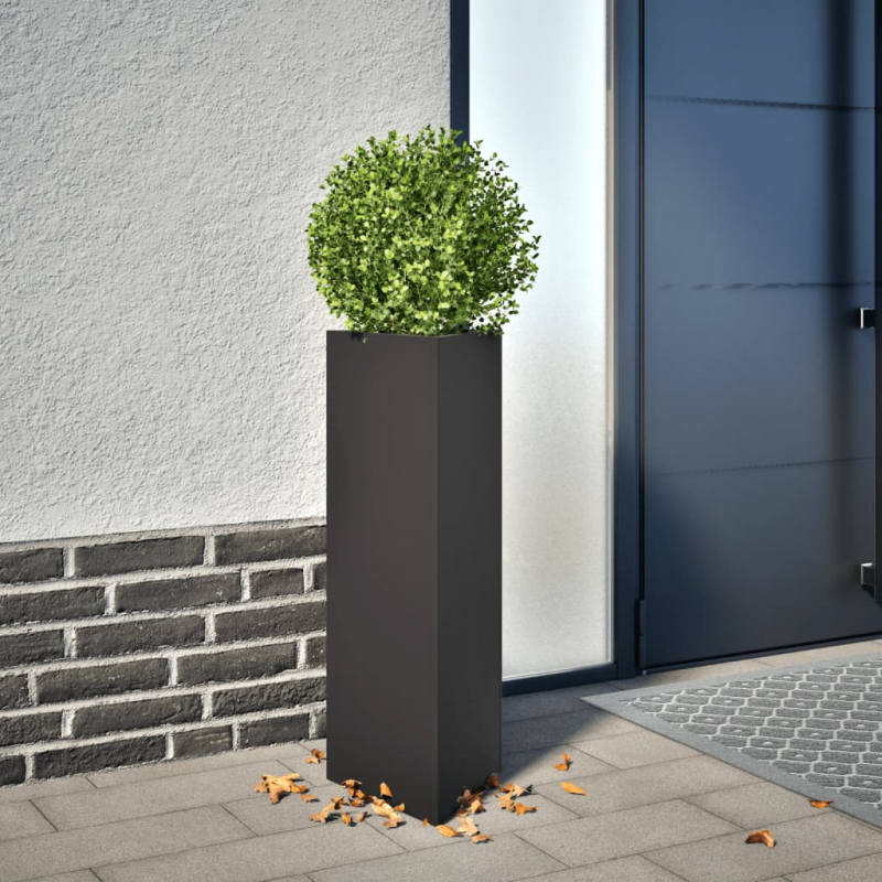 Pflanzkübel 2 Stk. Schwarz Dreieckig 30x26x75 cm Stahl