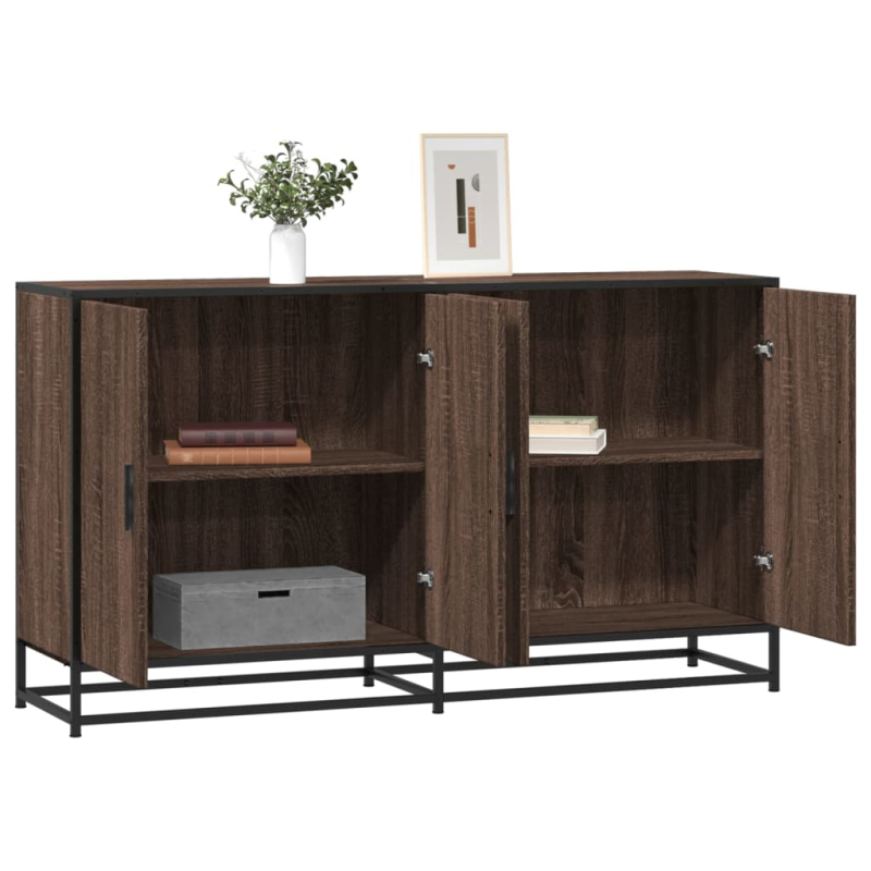 Sideboard Braun Eichen-Optik 134x35x76 cm Holzwerkstoff