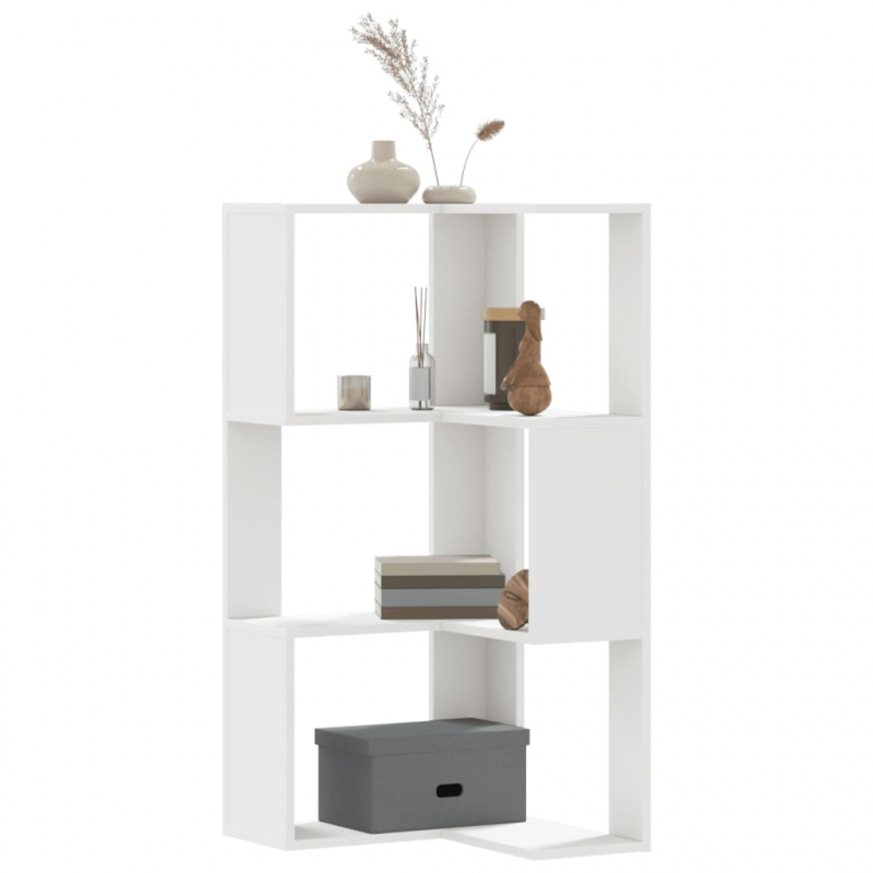 Eck-Bücherregal 3 Böden Weiß 50x50x102 cm Holzwerkstoff