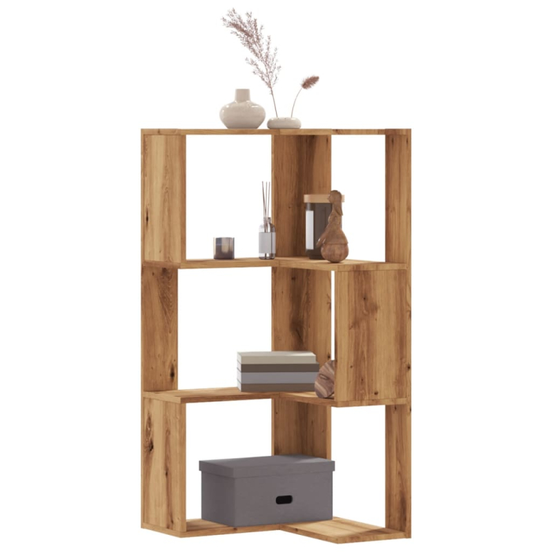 Eck-Bücherregal 3 Böden Artisan-Eiche 50x50x102cm Holzwerkstoff