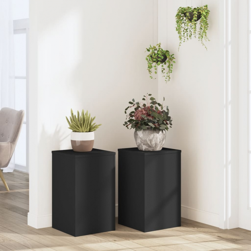Pflanzenständer 2 Stk. Schwarz 30x30x50 cm Holzwerkstoff