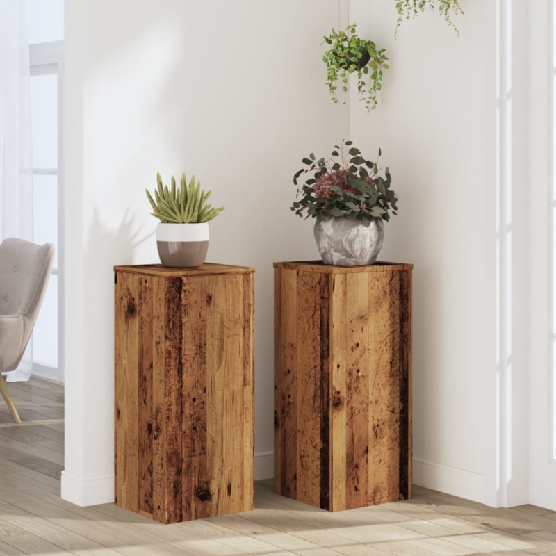 Pflanzenständer 2 Stk. Altholz-Optik 30x30x70 cm Holzwerkstoff