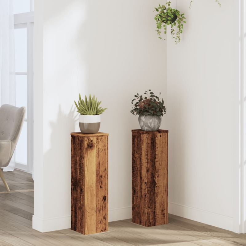 Pflanzenständer 2 Stk. Altholz-Optik 17x17x60 cm Holzwerkstoff