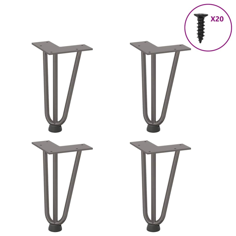 Haarnadelbeine 4 Stk. Naturstahl 20 cm Massivstahl