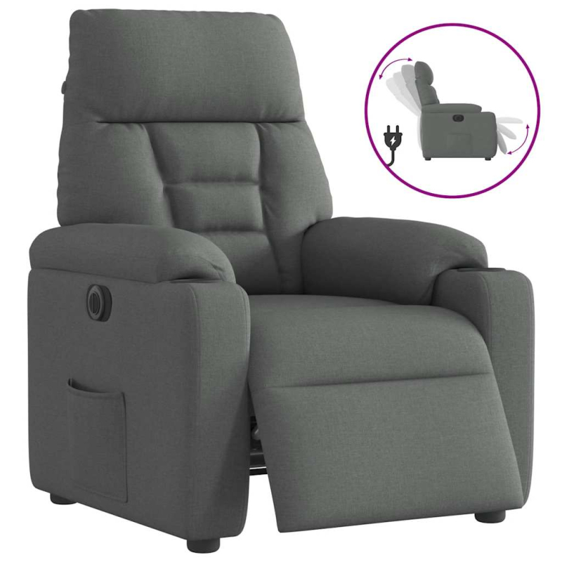 Relaxsessel Elektrisch Dunkelgrau Stoff