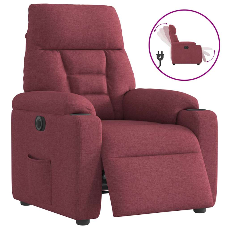 Relaxsessel Elektrisch Weinrot Stoff