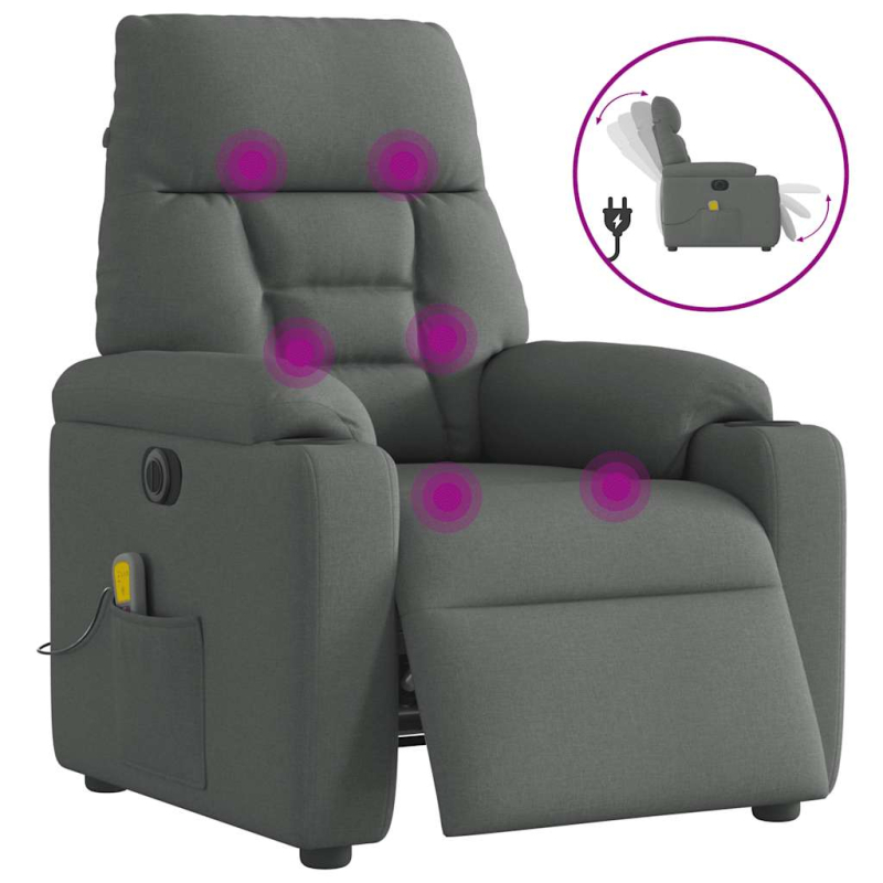 Massagesessel Elektrisch Dunkelgrau Stoff