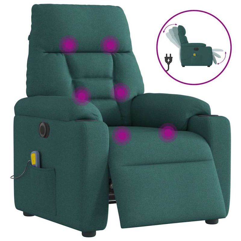 Massagesessel Elektrisch Dunkelgrün Stoff