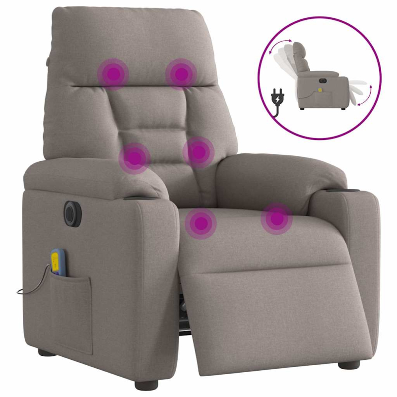 Massagesessel Elektrisch Taupe Stoff
