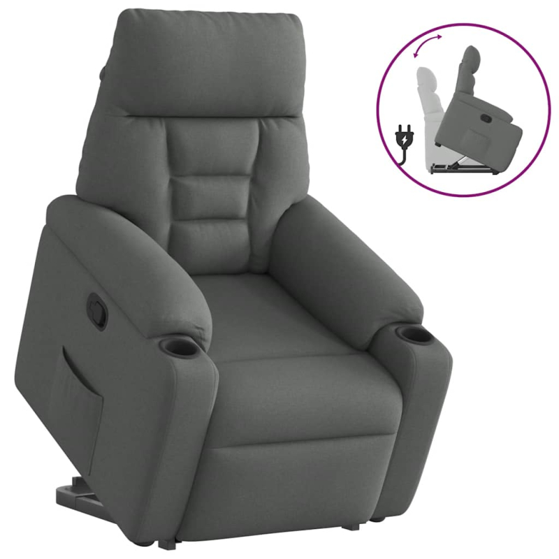 Relaxsessel mit Aufstehhilfe Dunkelgrau Stoff