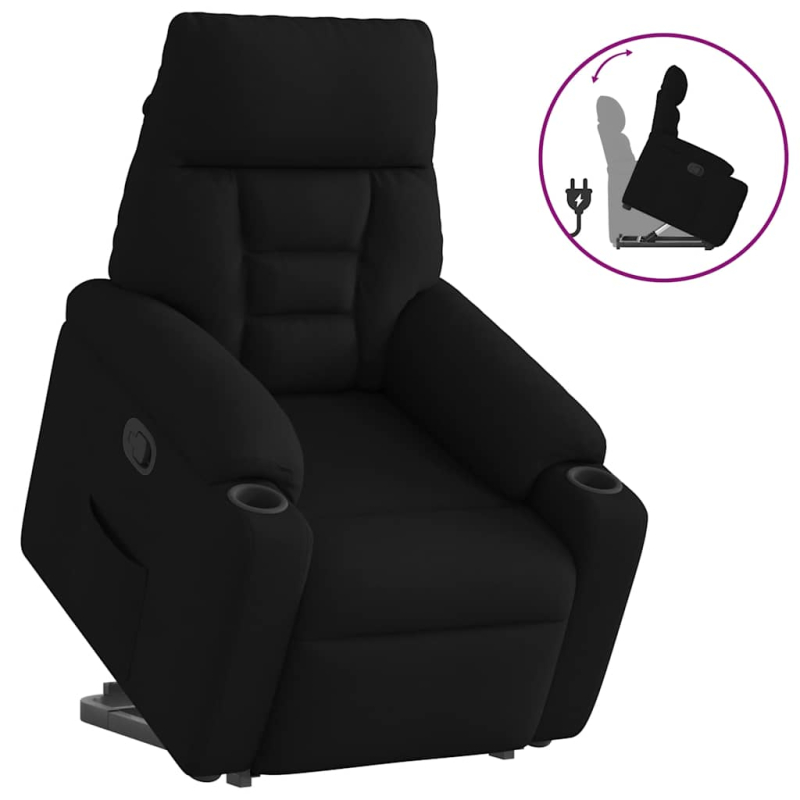 Relaxsessel mit Aufstehhilfe Schwarz Stoff