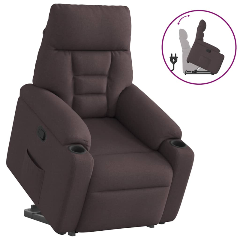 Relaxsessel mit Aufstehhilfe Dunkelbraun Stoff