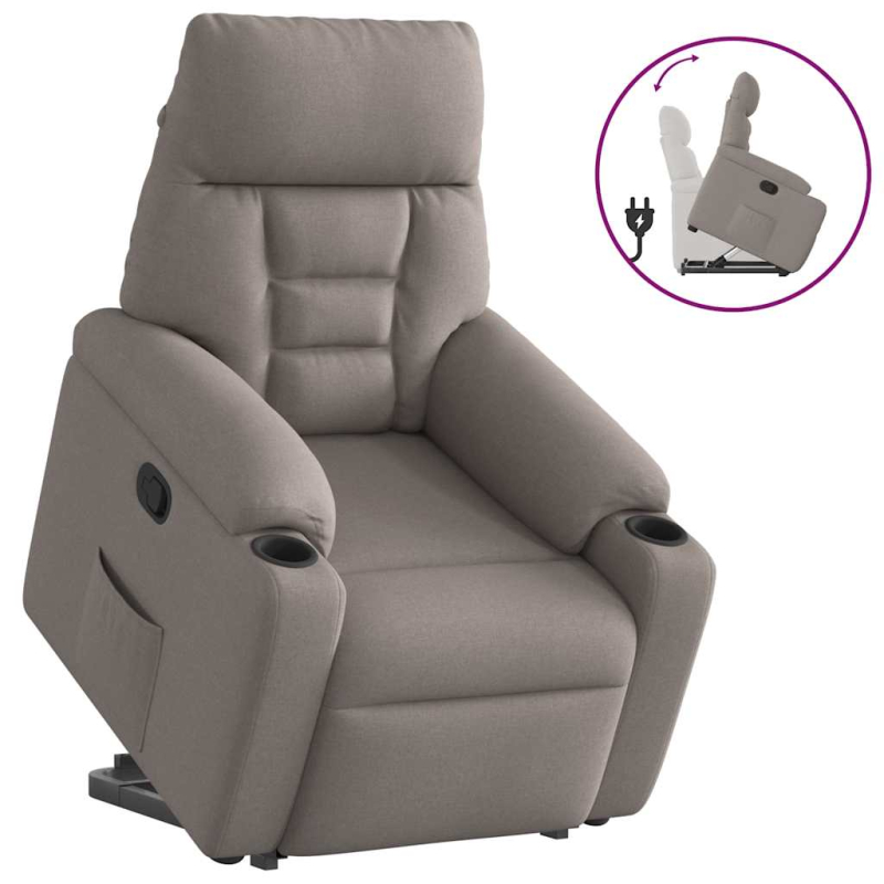 Relaxsessel mit Aufstehhilfe Taupe Stoff
