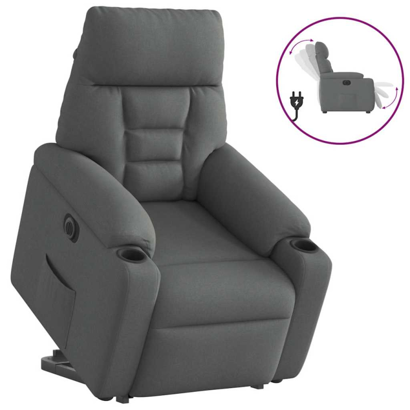 Relaxsessel mit Aufstehhilfe Elektrisch Dunkelgrau Stoff
