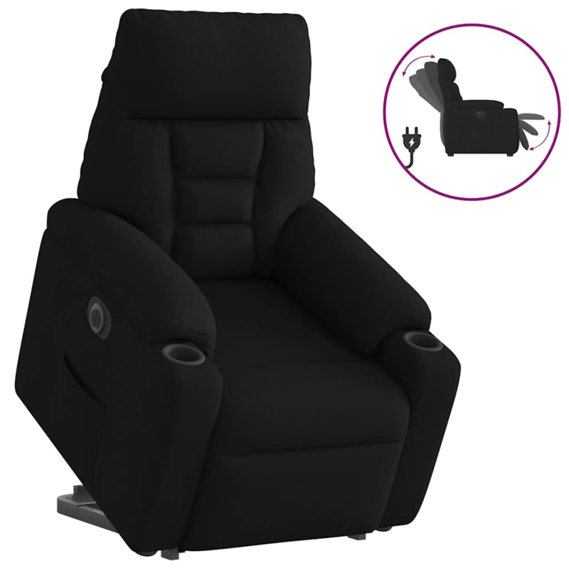 Relaxsessel mit Aufstehhilfe Elektrisch Schwarz Stoff