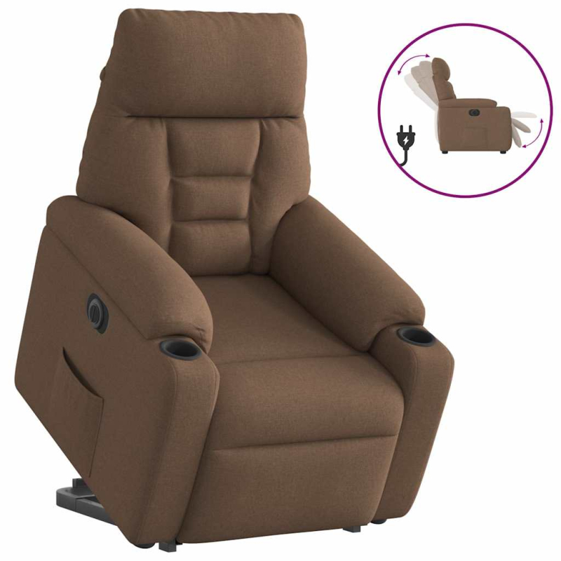 Relaxsessel mit Aufstehhilfe Elektrisch Braun Stoff