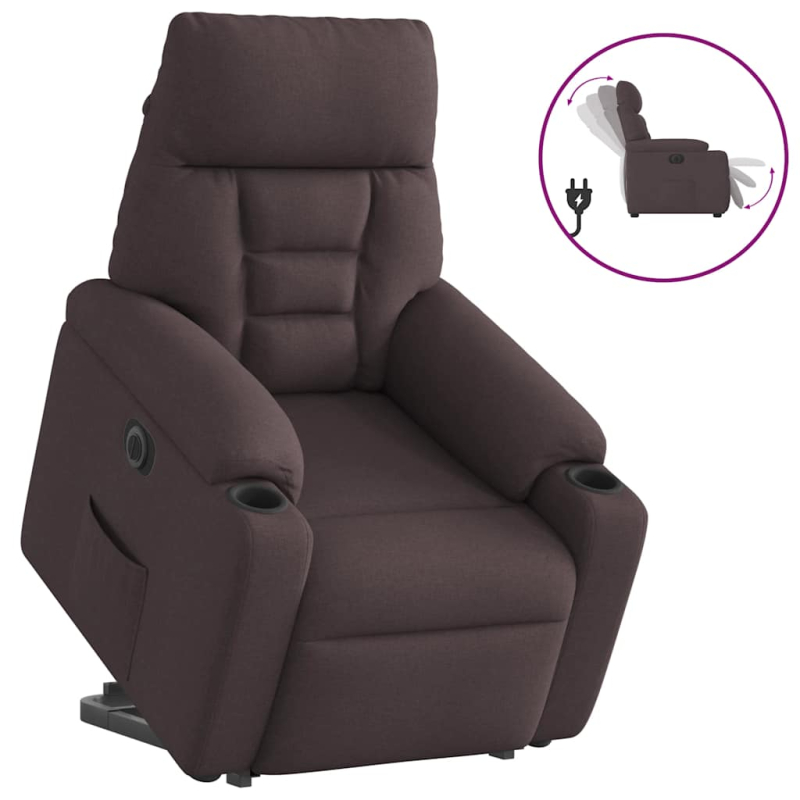 Relaxsessel mit Aufstehhilfe Elektrisch Dunkelbraun Stoff
