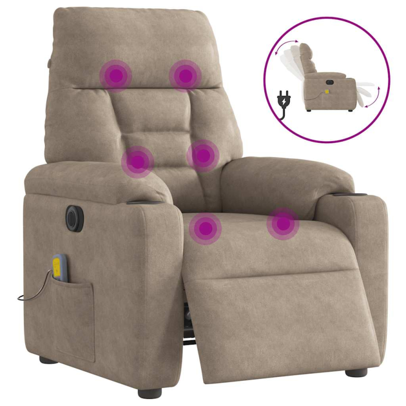 Massagesessel Elektrisch Taupe Mikrofasergewebe