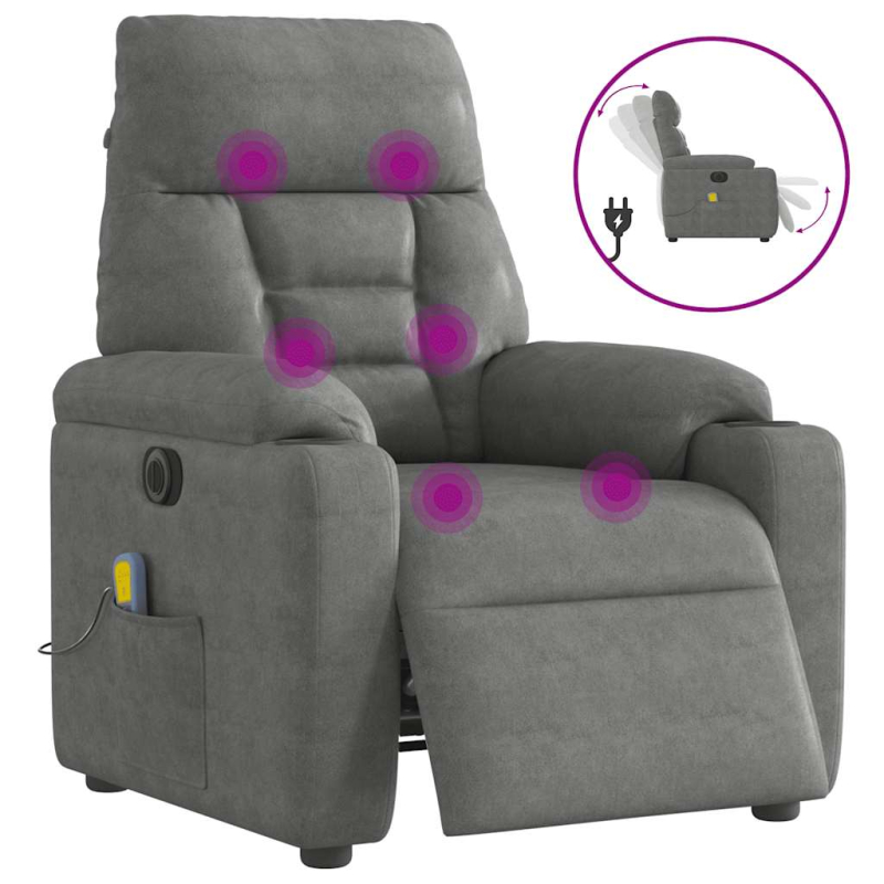 Massagesessel Elektrisch Dunkelgrau Mikrofasergewebe