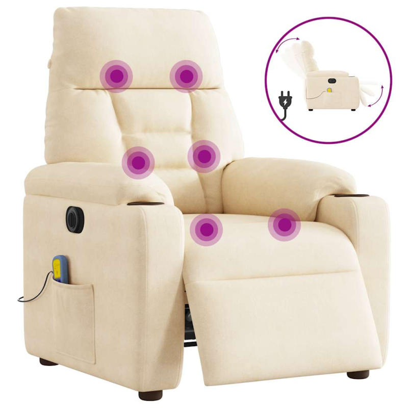 Massagesessel Elektrisch Beige Mikrofasergewebe