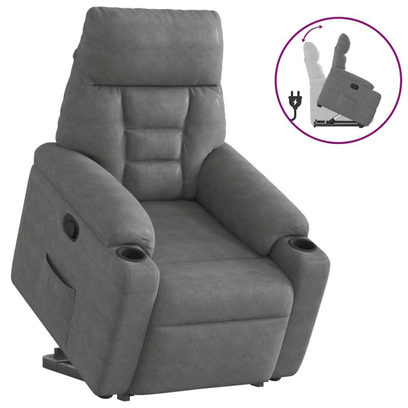 Relaxsessel mit Aufstehhilfe Dunkelgrau Mikrofasergewebe